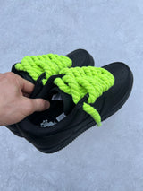 "sLime green black" rope lace