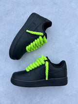 "sLime green black" rope lace