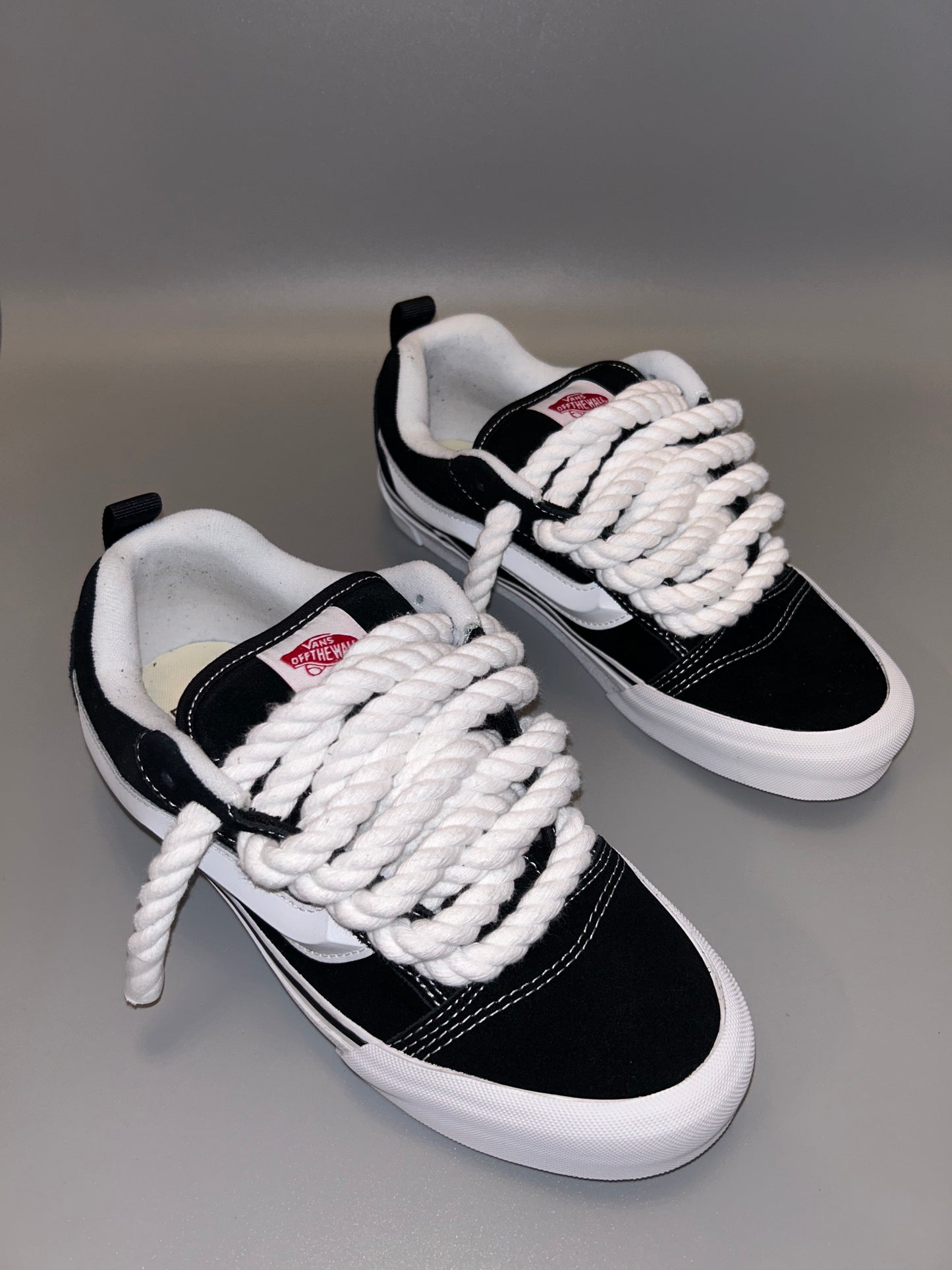 "knu school" black and white rope lace