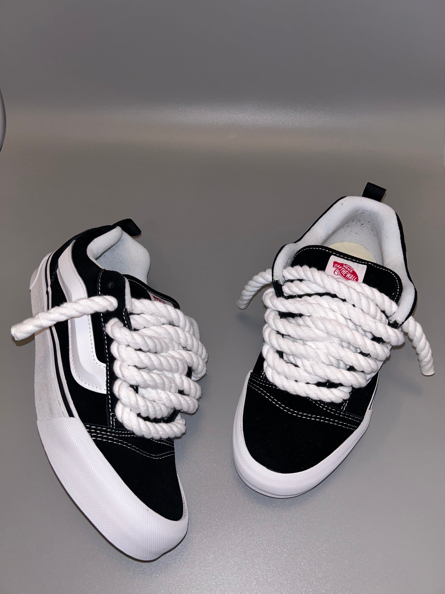 "knu school" black and white rope lace