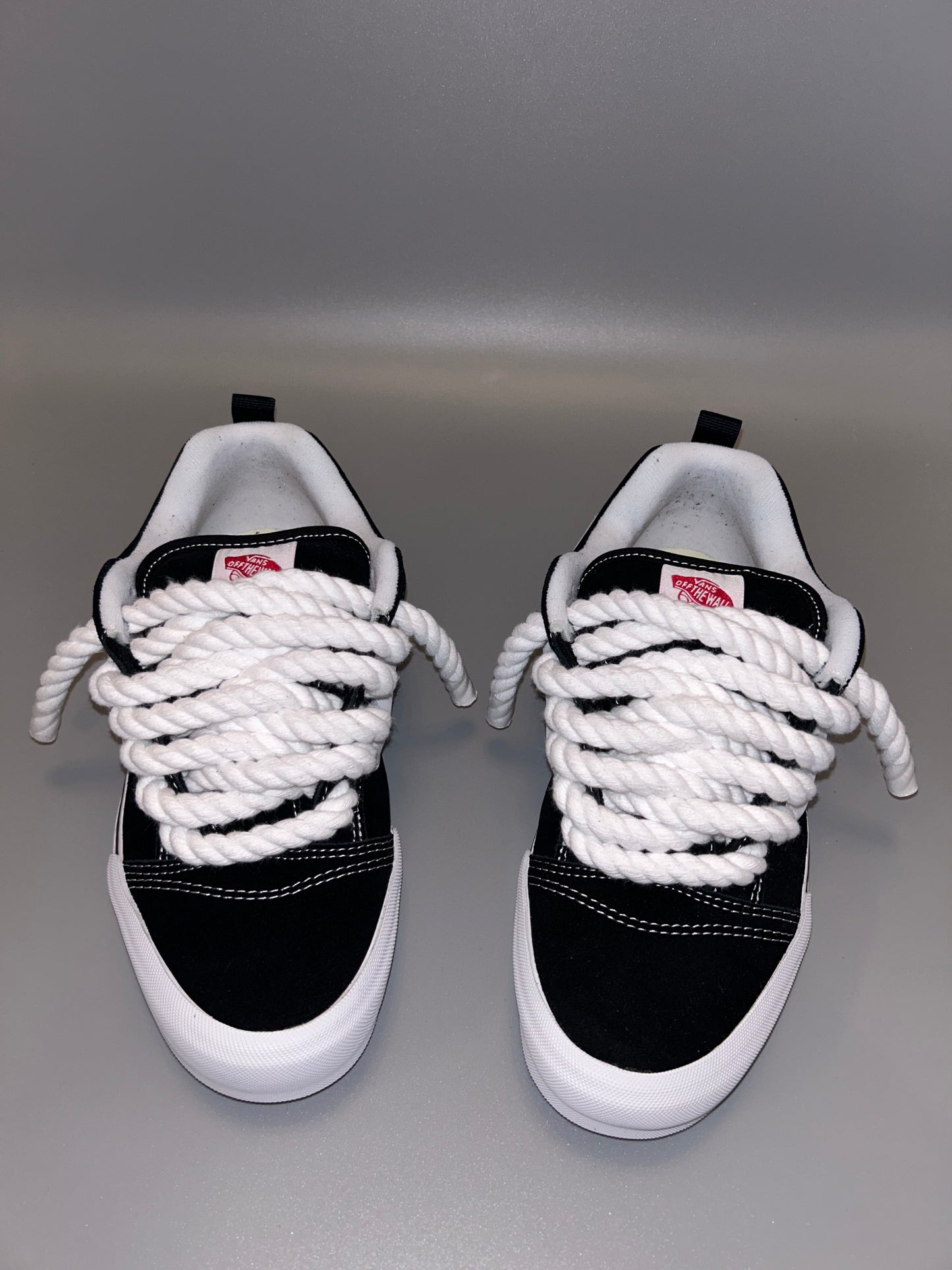 "knu school" black and white rope lace