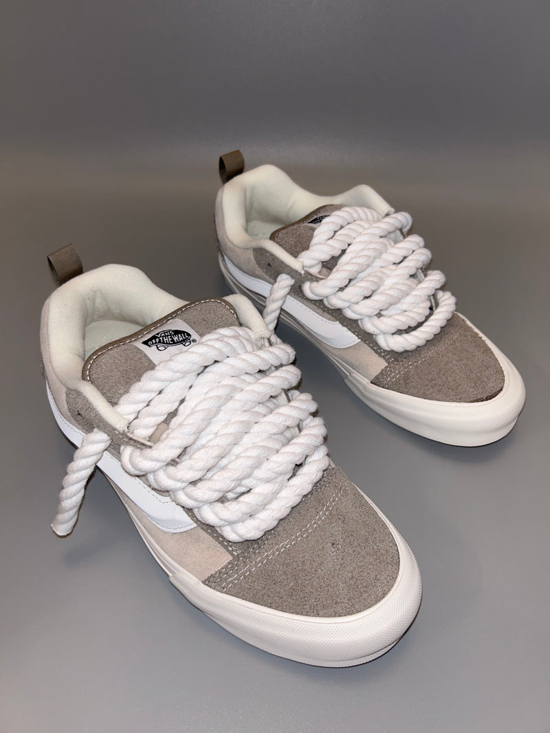 "knu school" grey and white rope lace